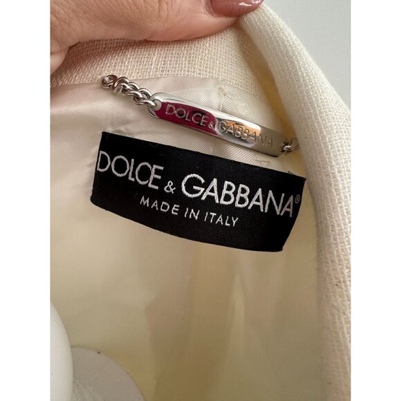 DOLCE & GABBANA Cream Floral Rose Buttoned Blazer Size IT 44 - Picture 6 of 11